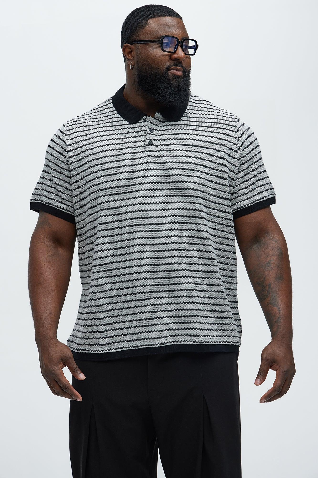 Blake Textured Striped Polo - Grey/combo Product Image