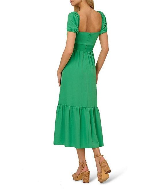 Adrianna by Adrianna Papell Sweetheart Neck Short Sleeve Twist Front Midi Dress Product Image