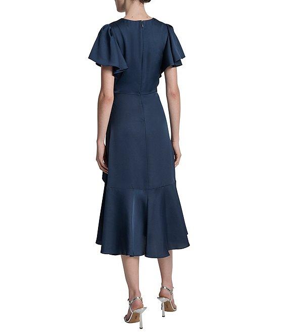 DKNY by Donna Karan Short Sleeve Faux Wrap Midi Dress Product Image