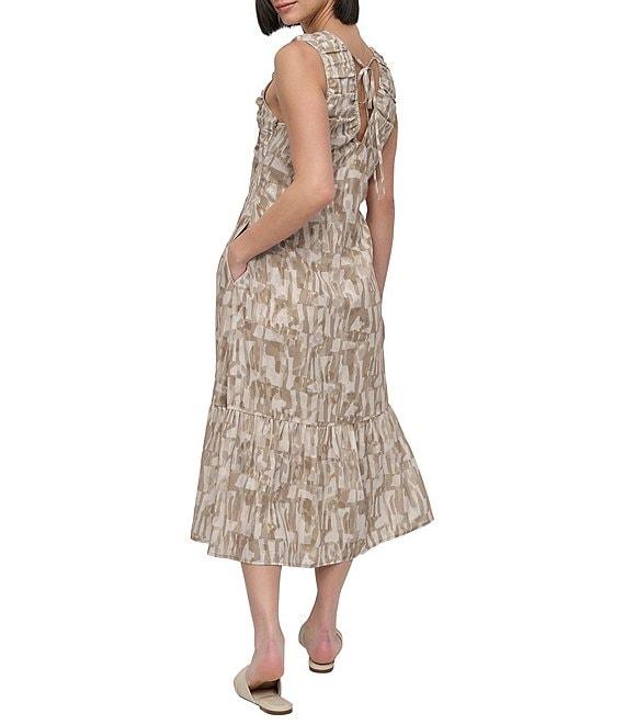 DKNY by Donna Karan V-Neck Sleeveless Flounce Hem Midi Dress Product Image