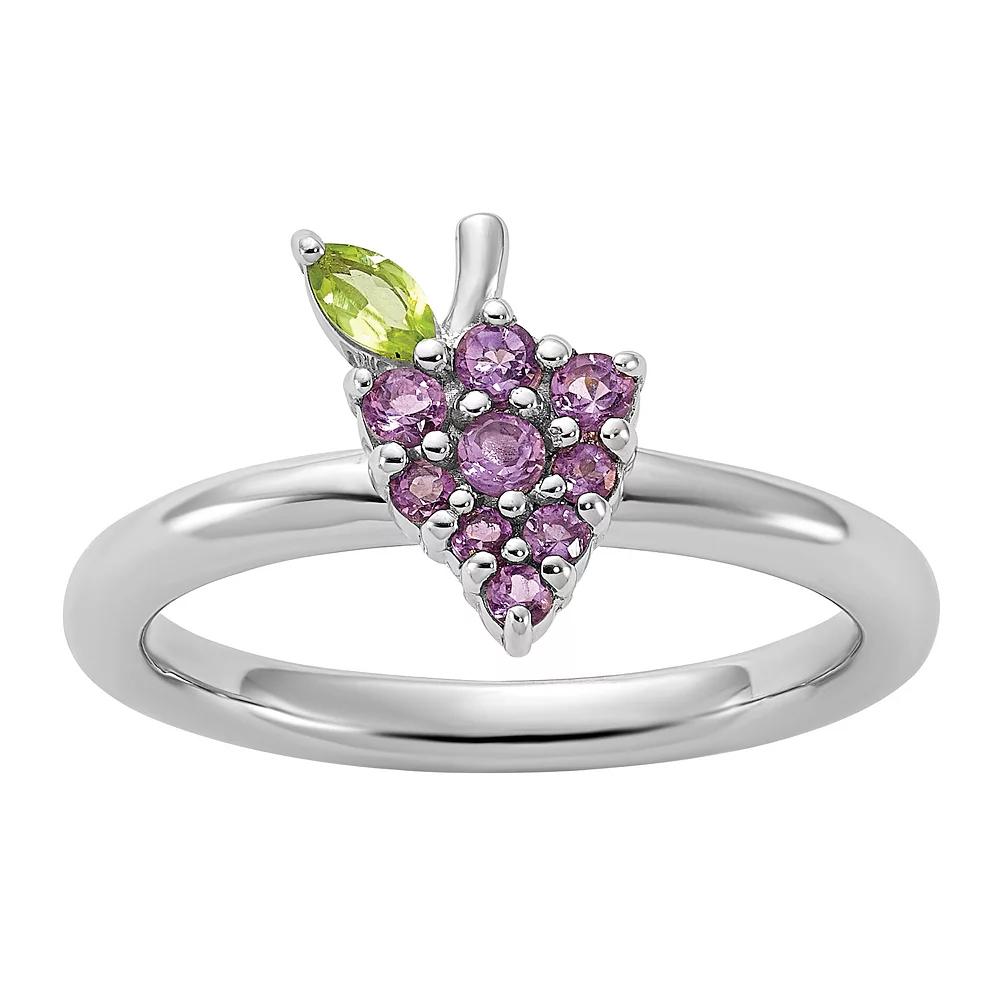 Stacks & Stones Sterling Silver Stackable Amethyst & Peridot Grapes Ring, Women's, Size: 8 Product Image