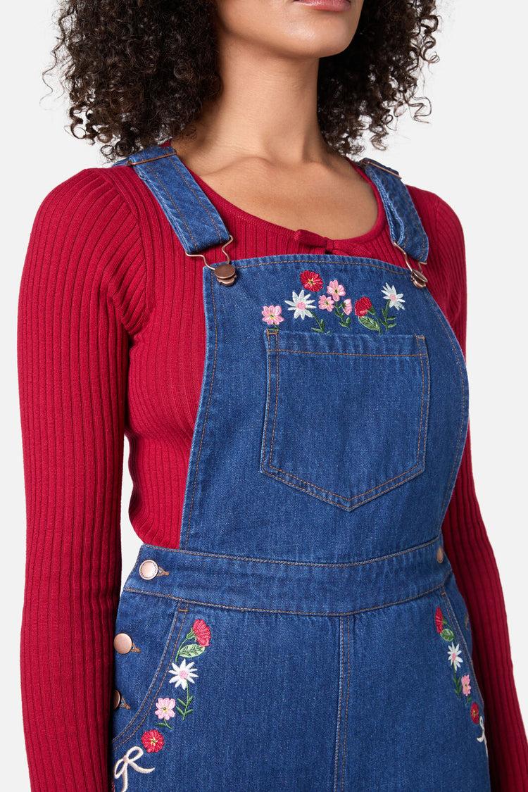 Flower Bow Embroidered Overall Product Image