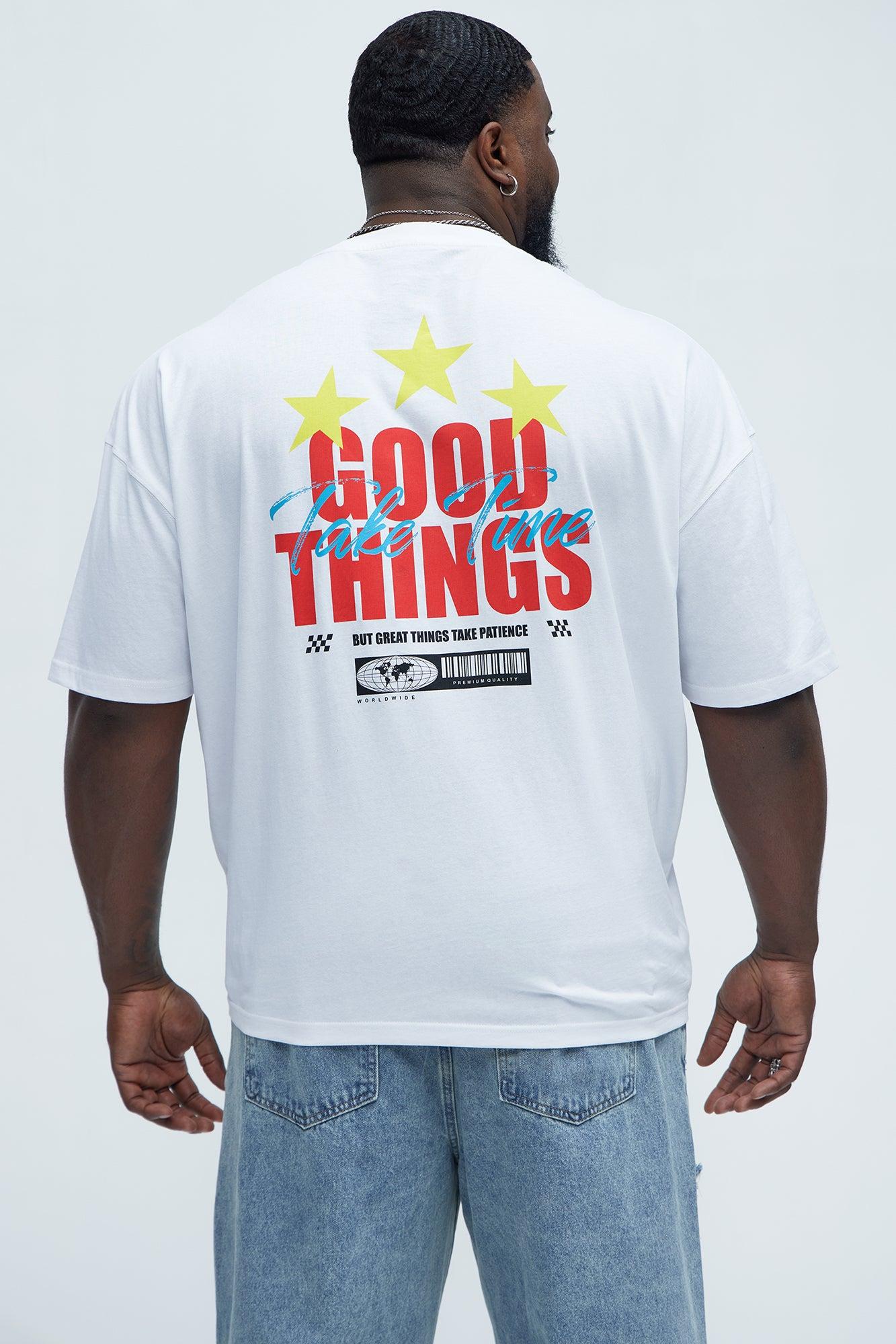Good Things Come Oversized Short Sleeve Tee - White Product Image