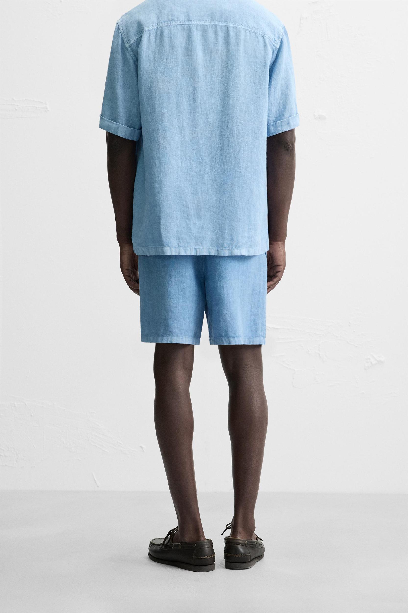 100% LINEN WASHED BERMUDA SHORTS Product Image