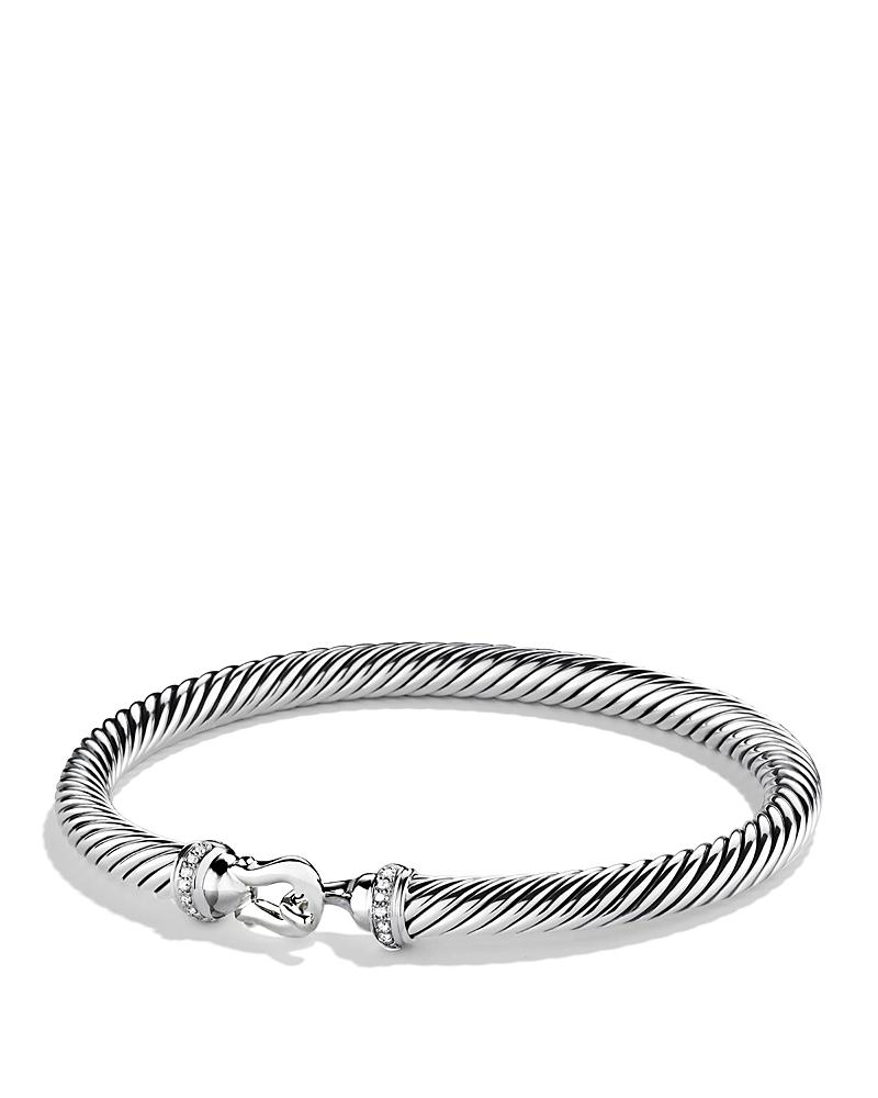 Womens Buckle Classic Cable Bracelet in Sterling Silver Product Image