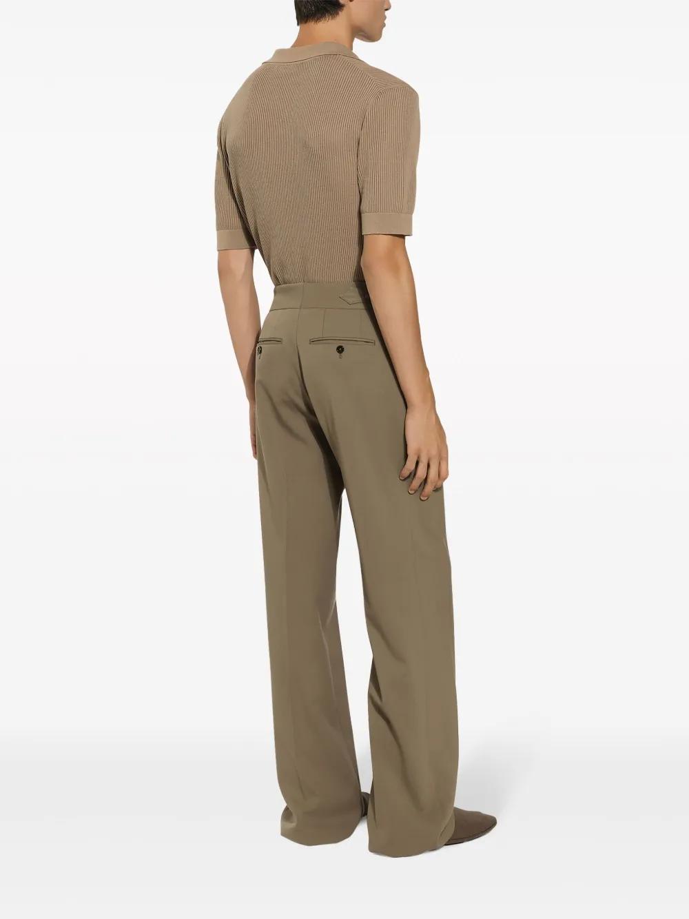 ribbed-knit cotton polo shirt Product Image