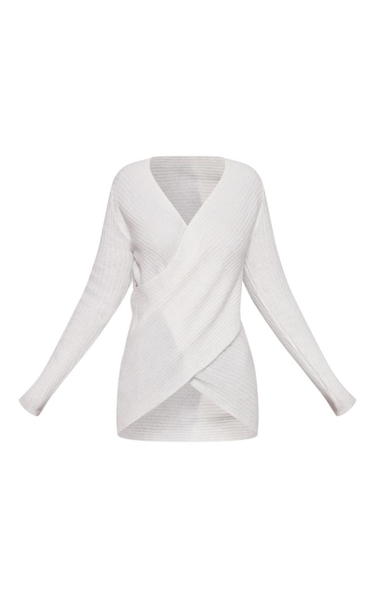 Plus Cream Soft Knit Wrap Sweater Product Image