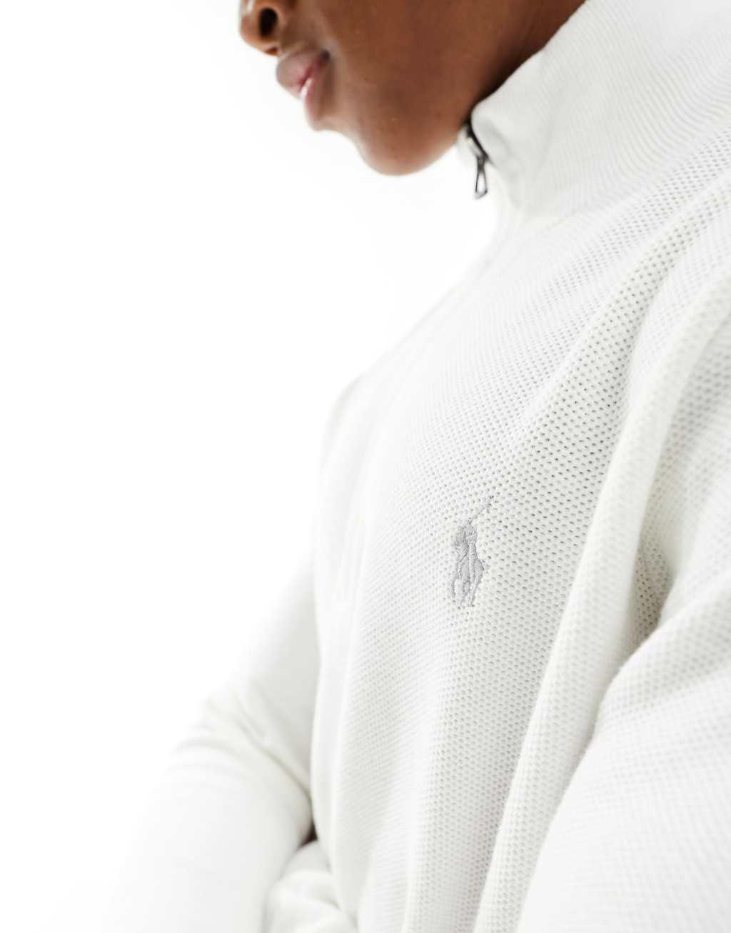 Polo Ralph Lauren icon logo half zip cotton knit sweater Product Image
