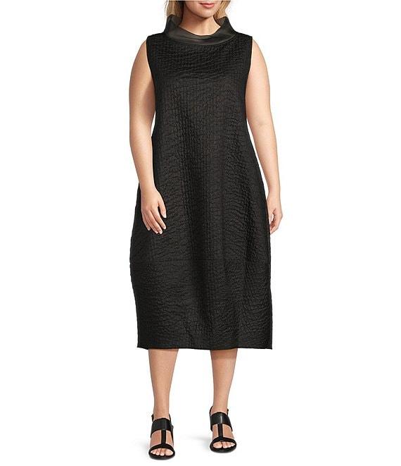 IC Collection Plus High Neck Sheer Trim Sleeveless Balloon Dress Product Image