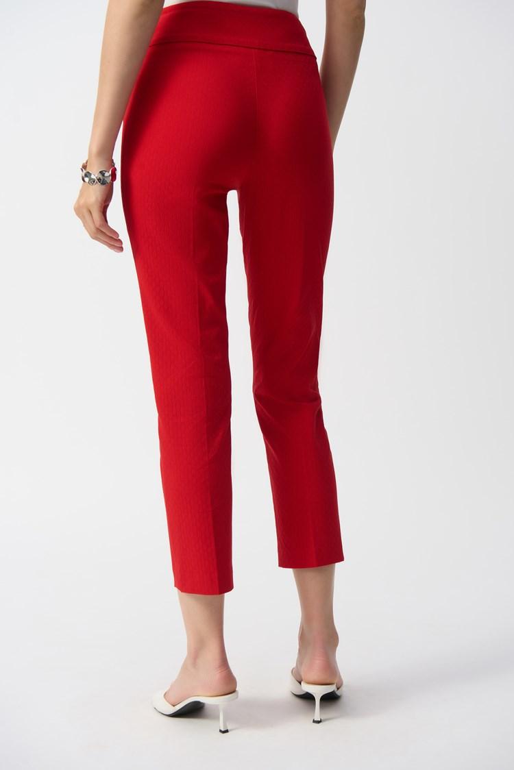 Textured Jacquard Crop Pull-On Pants- Radiant Red Product Image