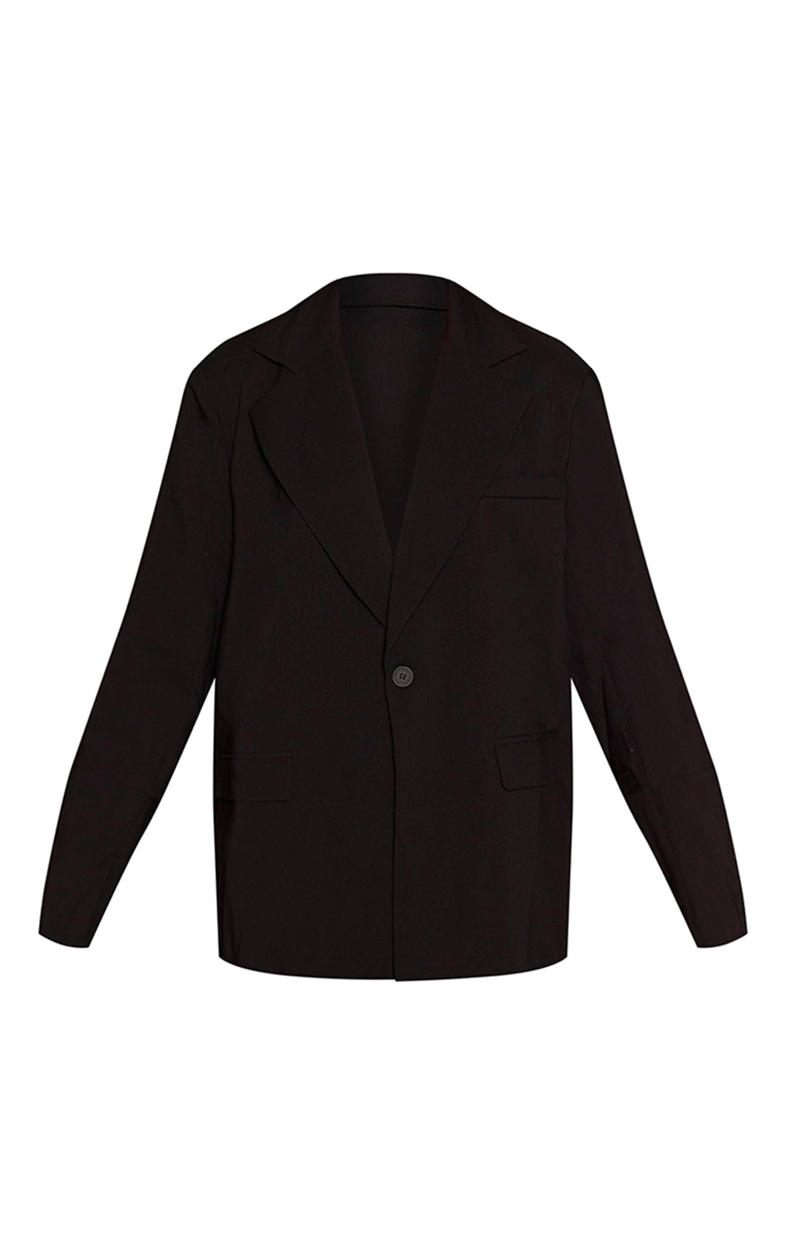 Black Boxy Drop Shoulder Oversized Dad Blazer Product Image