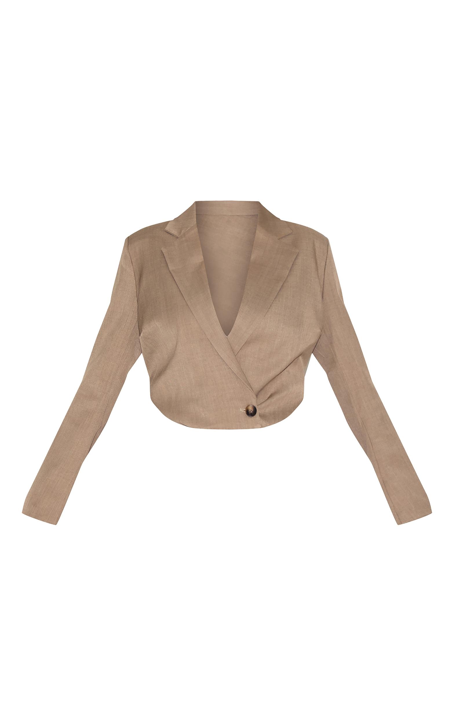 Plus Grey Pointed Hem Cropped Blazer Product Image