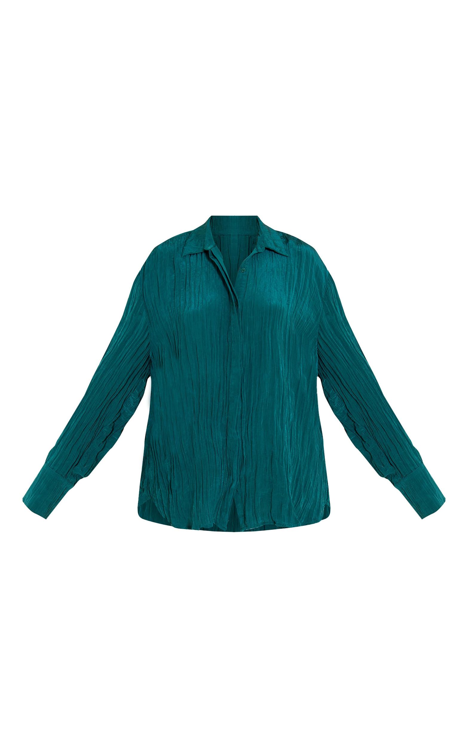 Teal Textured Oversized Shirt Product Image