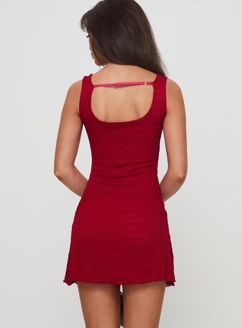 Lovely Mini Dress Burgundy Product Image