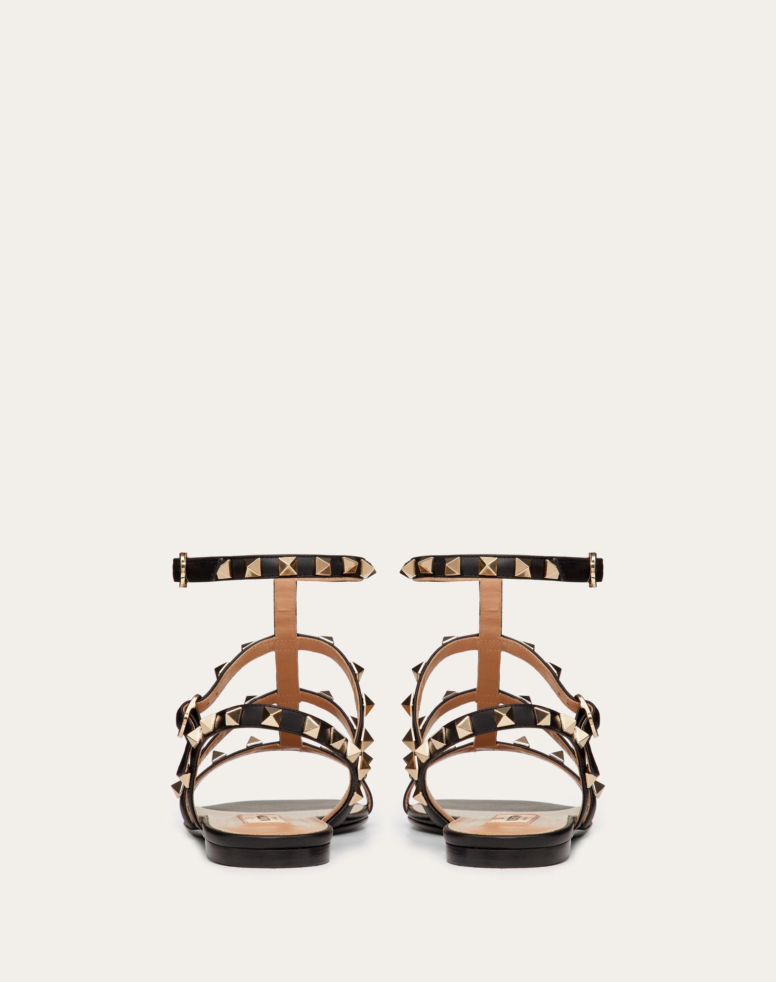 Rockstud Flat Calfskin Sandal With Straps Product Image