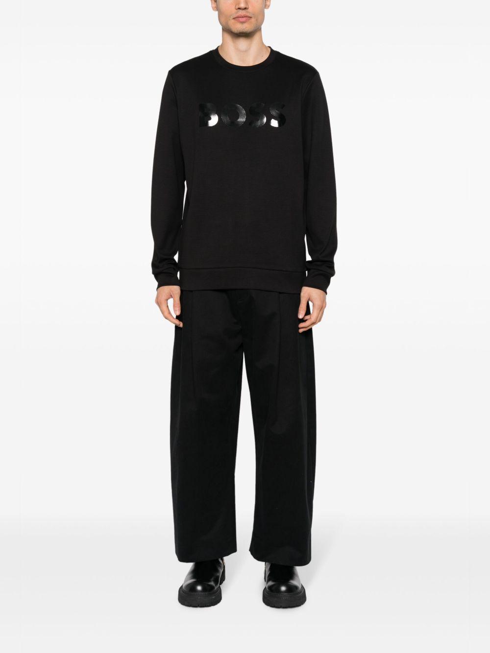 logo-print ribbed cotton sweatshirt Product Image