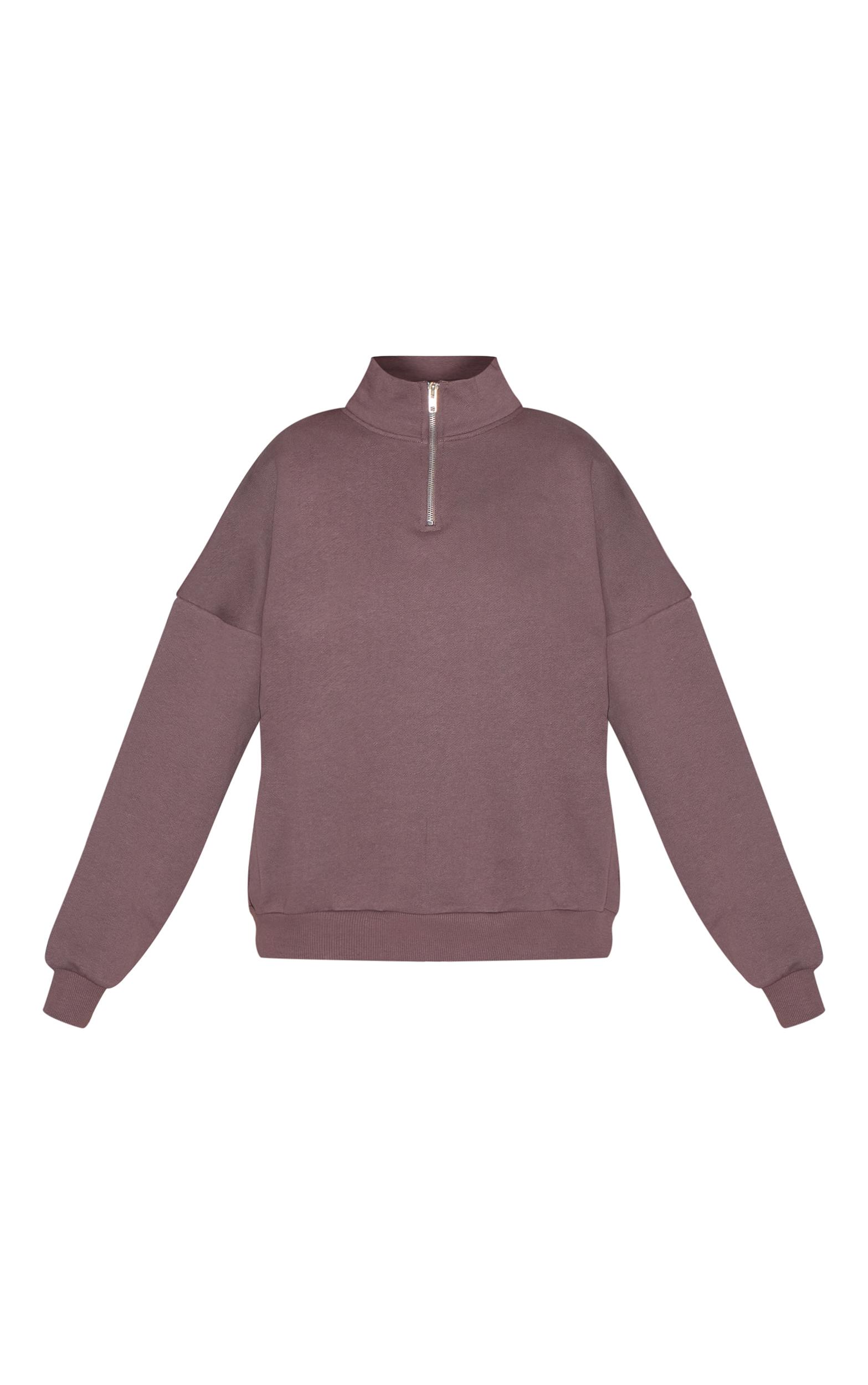 Charcoal Premium High Neck Quarter Zip Oversized Sweatshirt Product Image