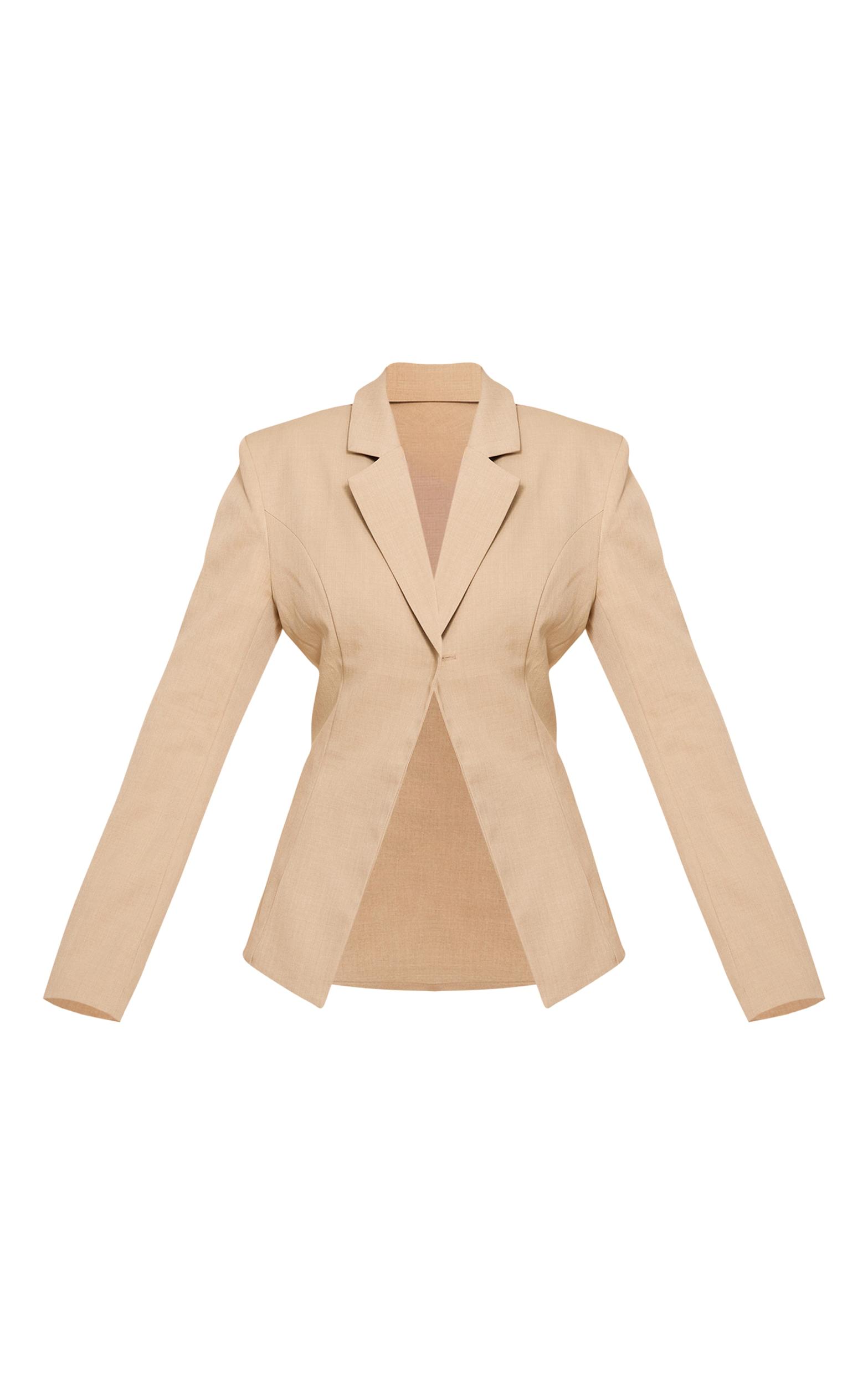 Almond Butter Open Cinched Waist Blazer Product Image