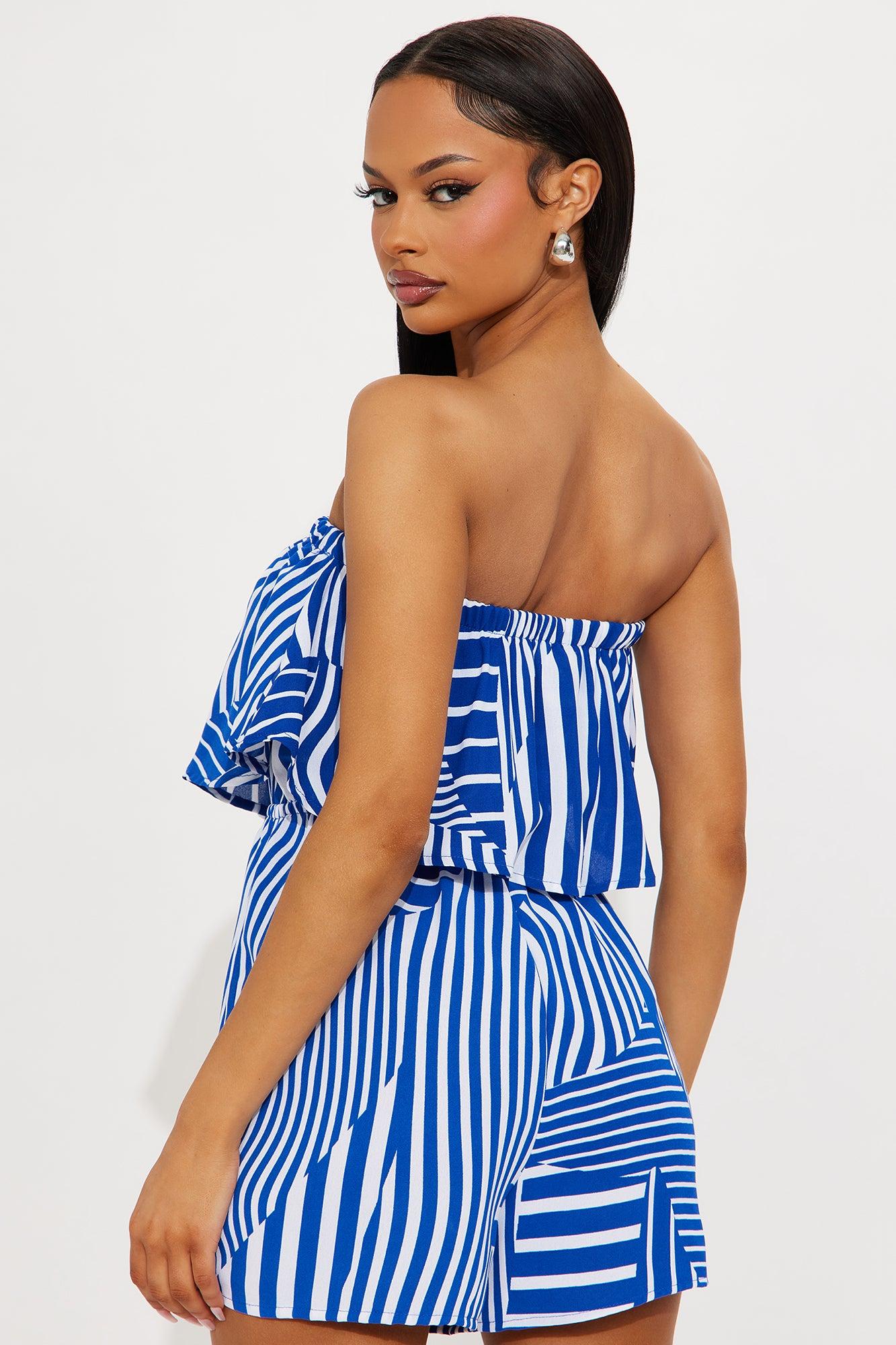 Traveling Cutie Romper - Blue/combo Product Image