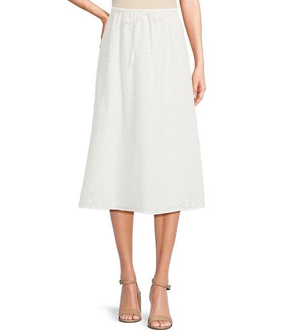 Sadie & Sage Eyelet Drawstring Waist Midi Skirt Product Image