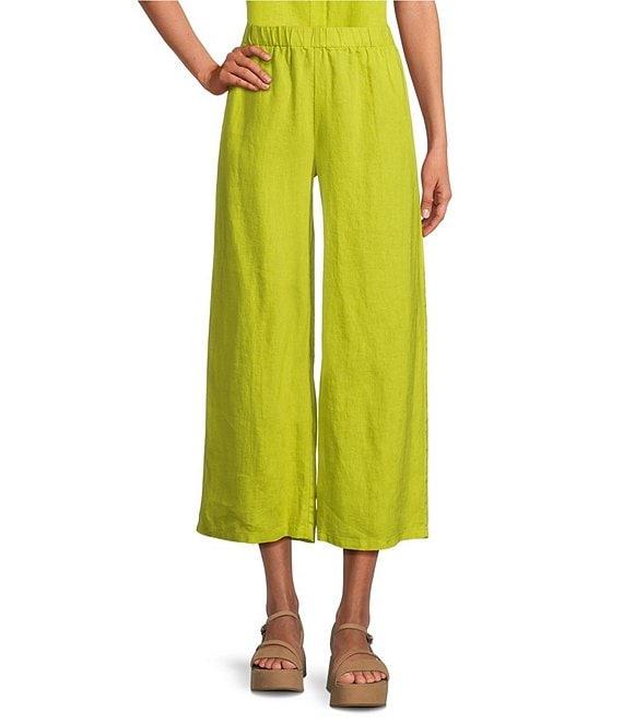 Eileen Fisher Petite Organic Linen Elastic Waist Wide Leg Pants Product Image