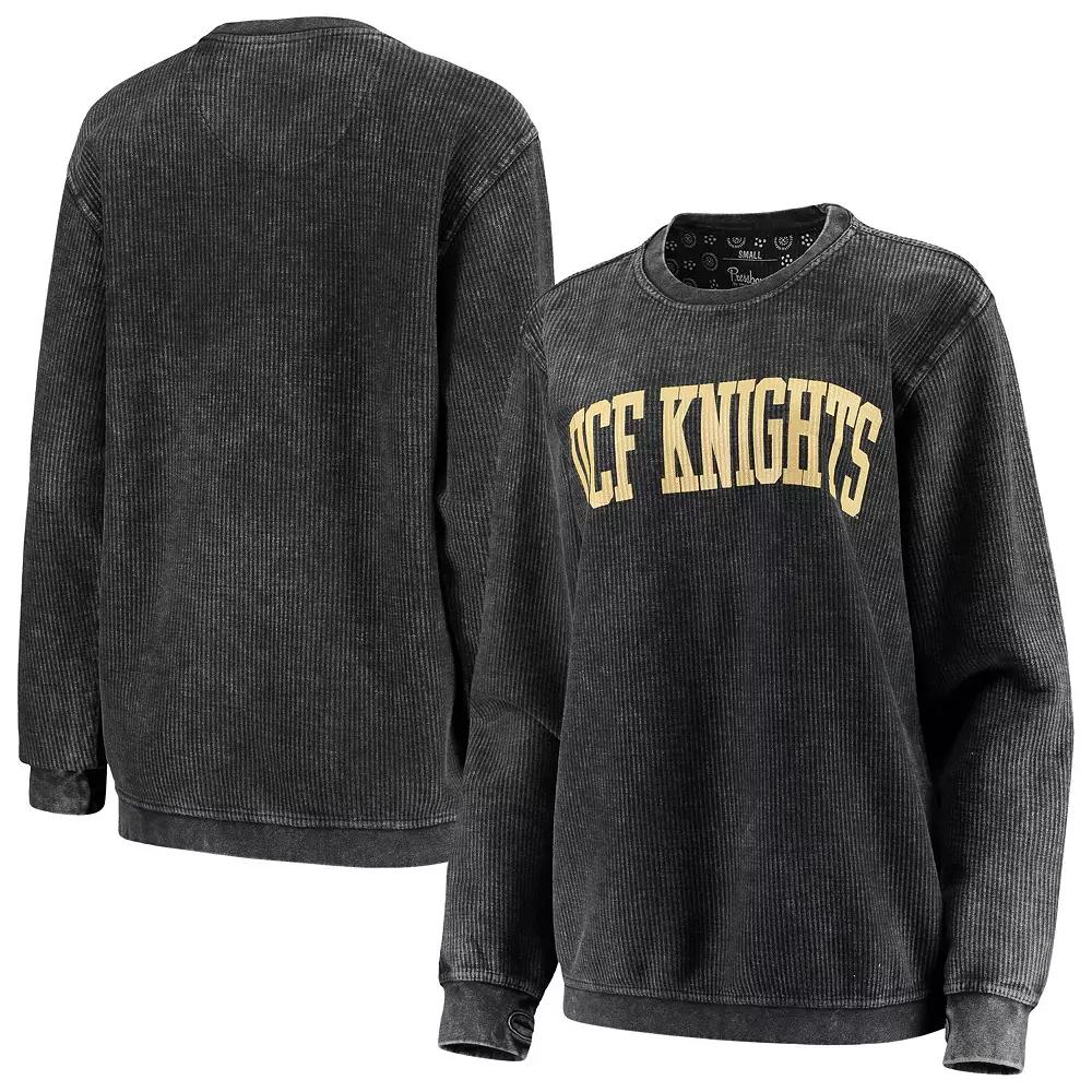 Women's Pressbox Black UCF Knights Comfy Cord Vintage Wash Basic Arch Pullover Sweatshirt,  Product Image