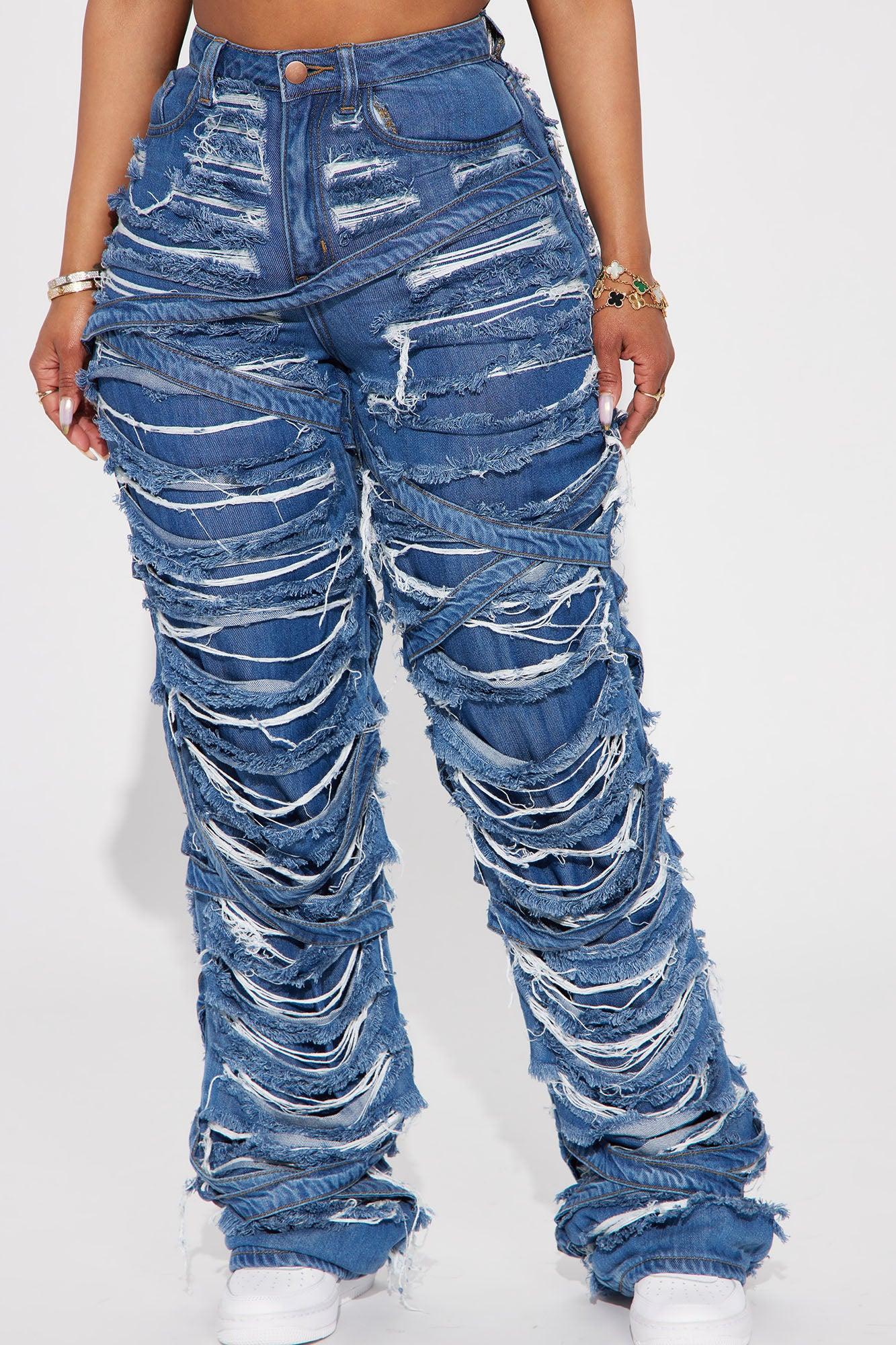 Never Low Key Shredded Straight Leg Jeans - Dark Wash Product Image