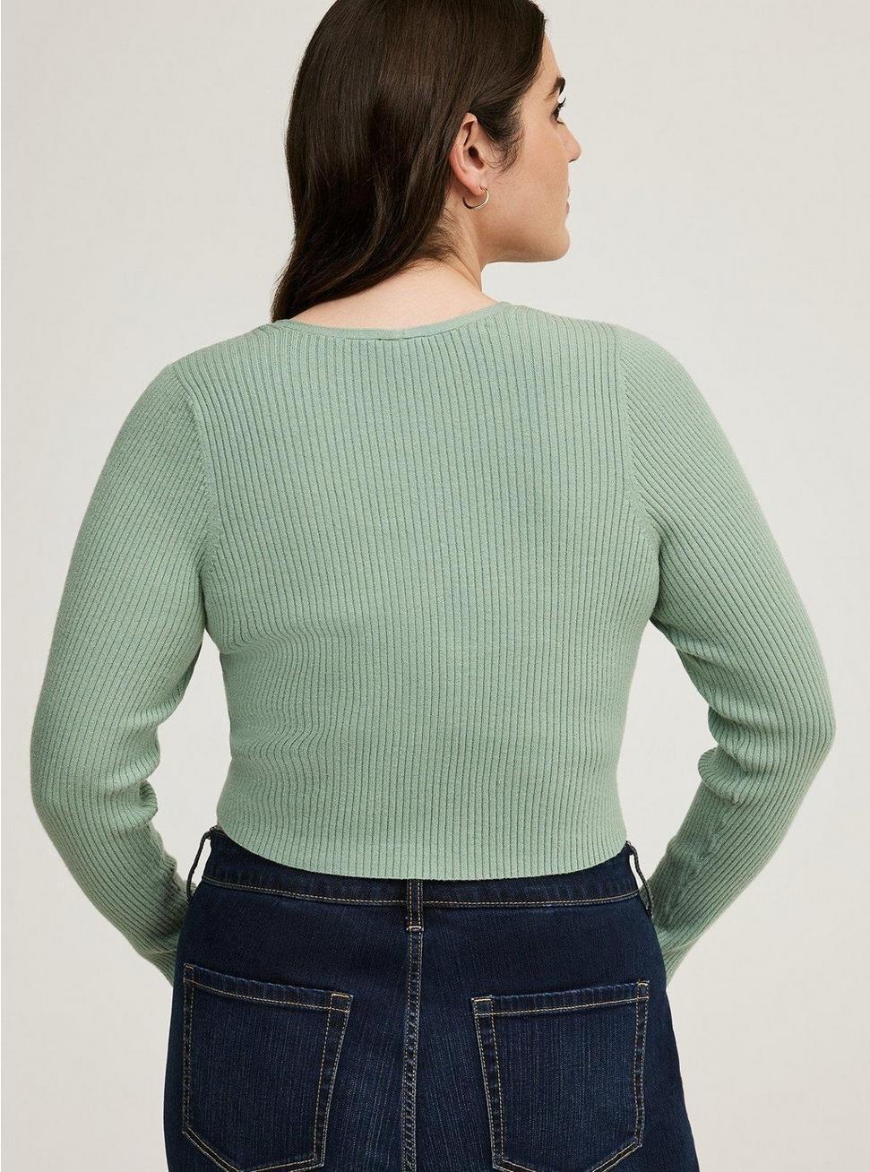 EVERYDAY SOFT RIB LS BUTTON FRONT SHRUG SWEATER Product Image