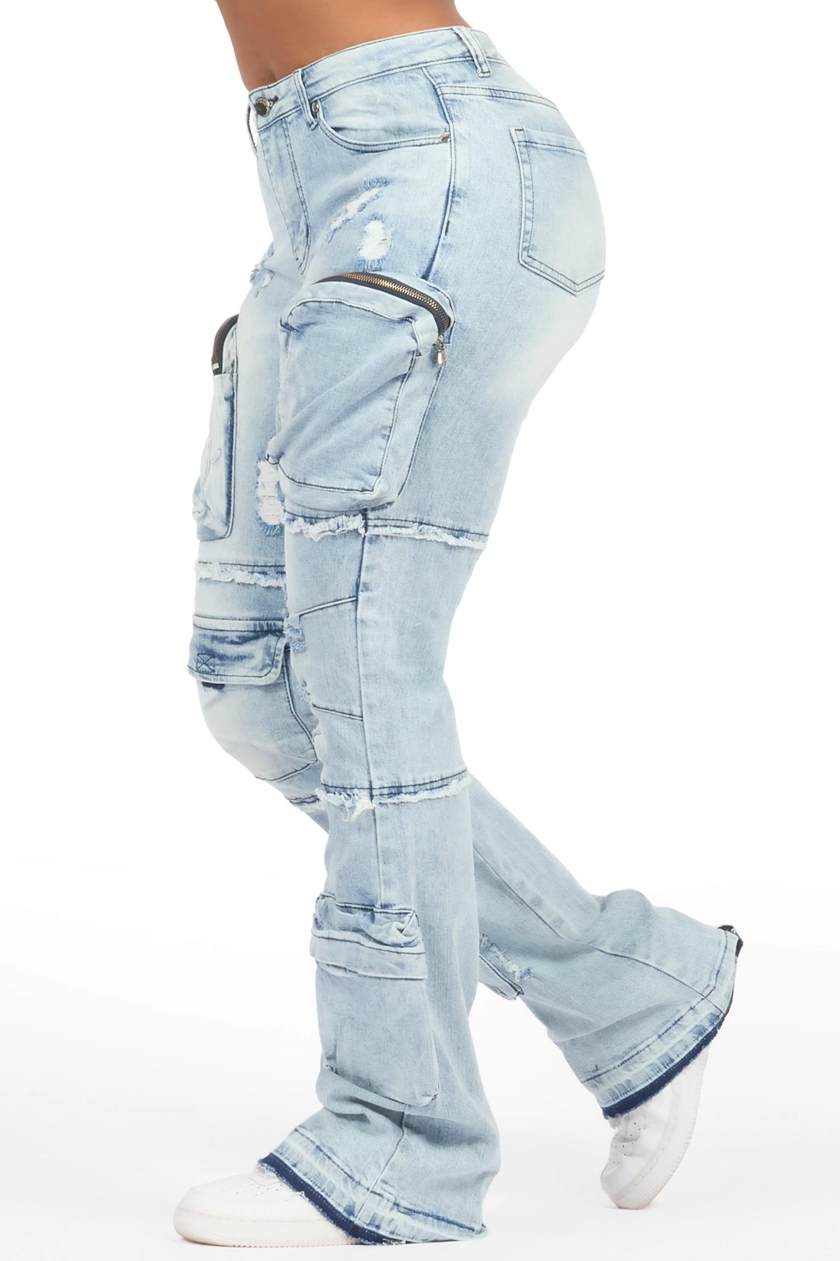 Toniesha Light Wash Stacked Flare Jean Female Product Image