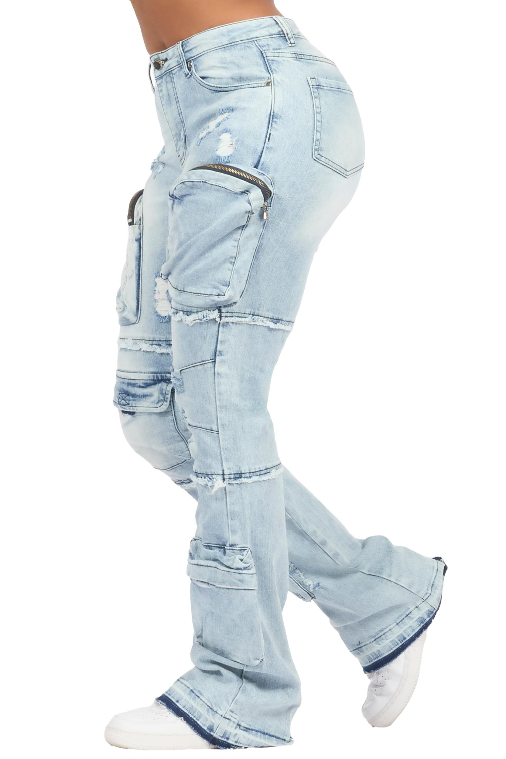 Toniesha Light Wash Stacked Flare Jean Female Product Image
