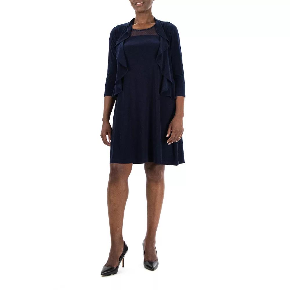 Women's Nina Leonard Ruffle Bolero & Dress Set,  Product Image