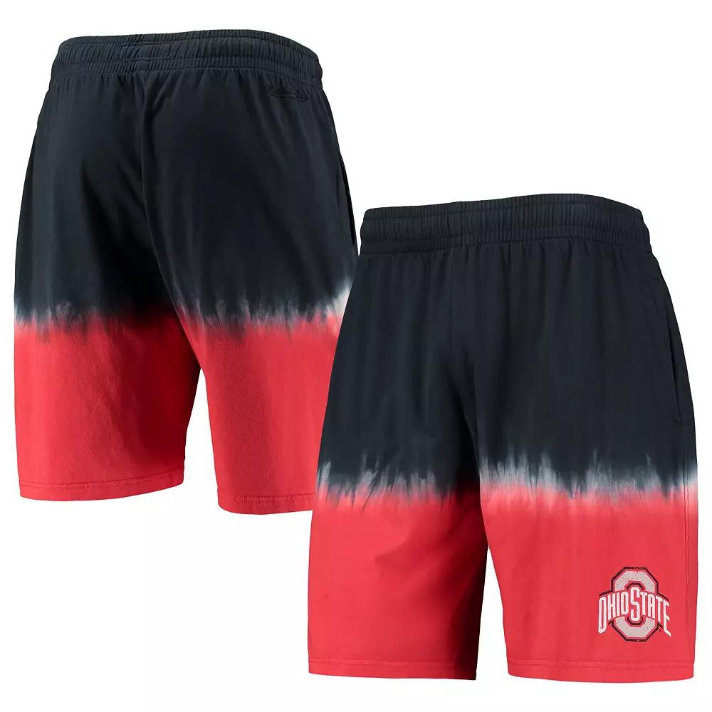 Men's Mitchell & Ness Black/Scarlet Ohio State Buckeyes Tie-Dye Shorts, Size: Medium Product Image