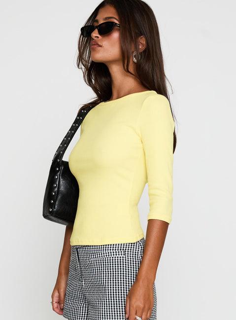 Elaia 3/4 Sleeve Top Yellow Product Image