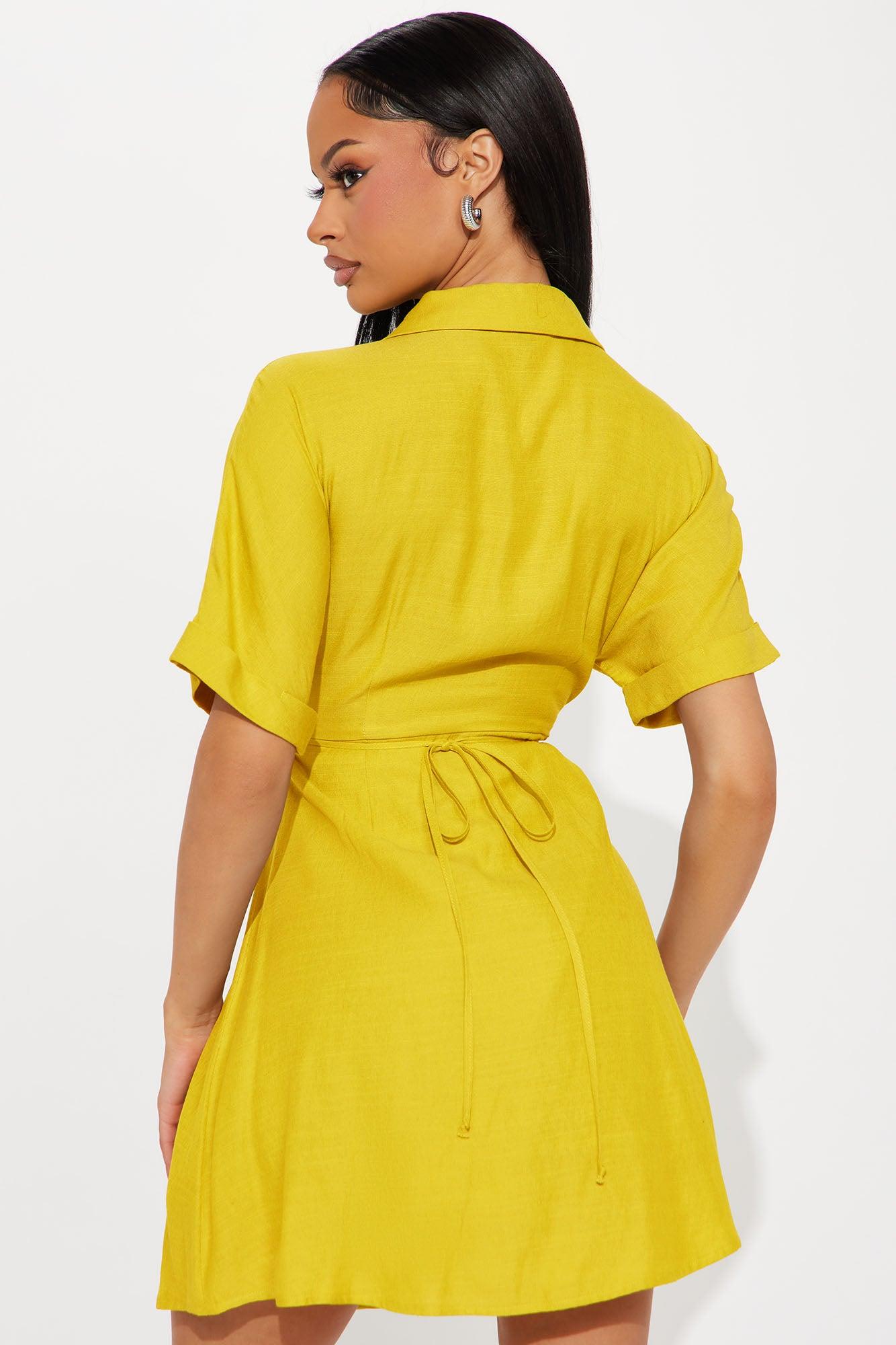 Penny Mini Shirt Dress - Mustard Female Product Image
