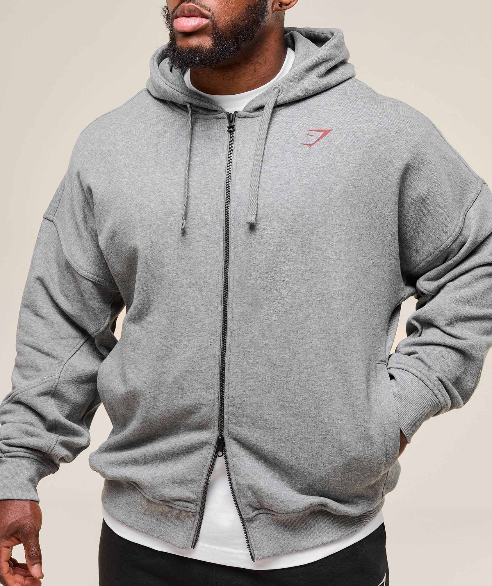 Gymshark Power Zip Up Hoodie - Charcoal Core Marl Male Product Image