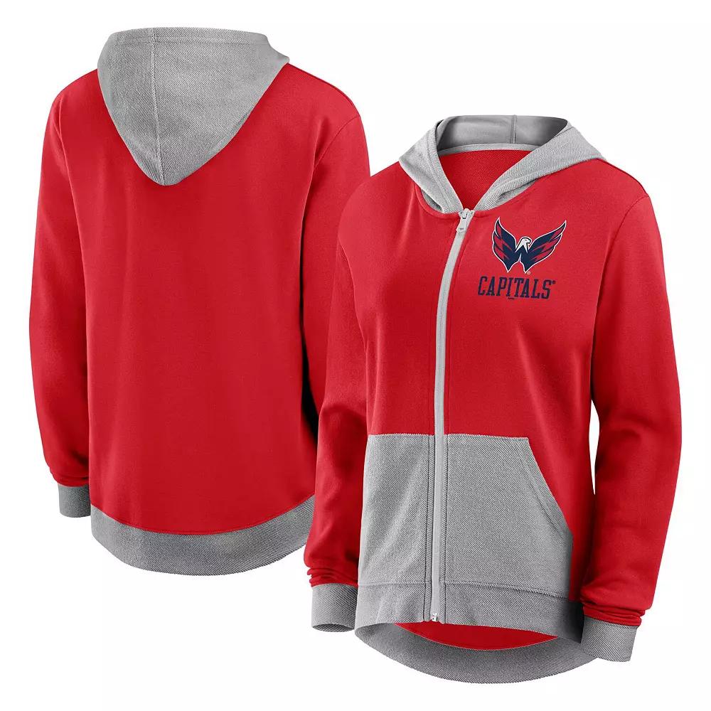 Women's Red Washington Capitals Hit It French Terry Full-Zip Hoodie,  Product Image