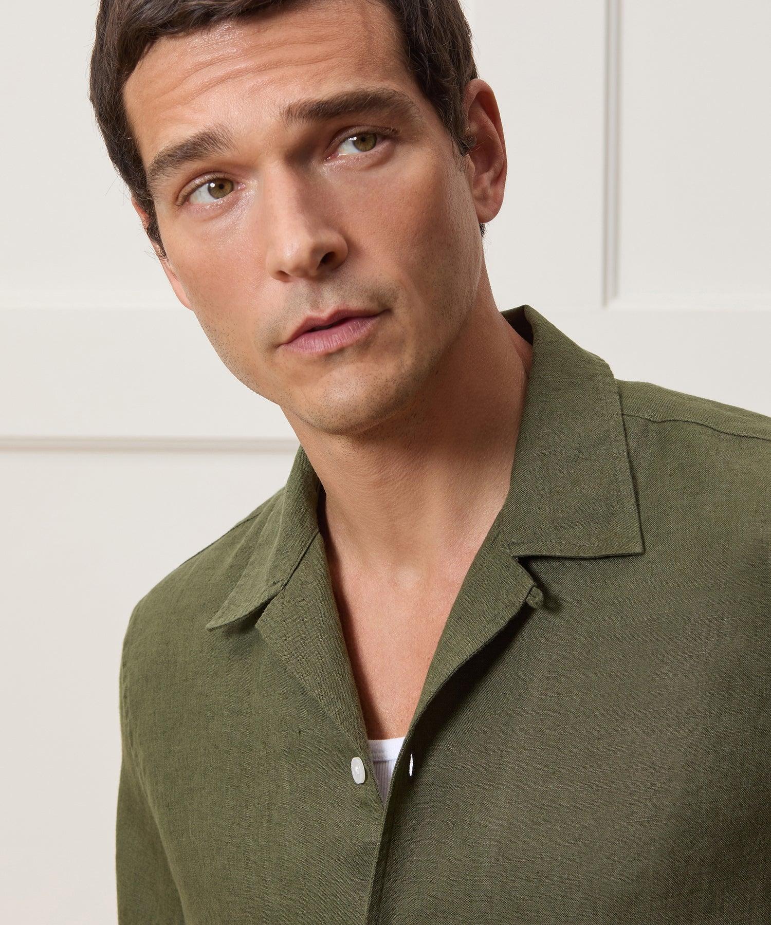 Cropped Sea Soft Irish Linen Camp Collar Shirt Product Image