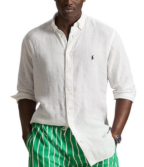 Polo Ralph Lauren Big & Tall Piece Dye Linen Long Sleeve Woven Shirt Product Image