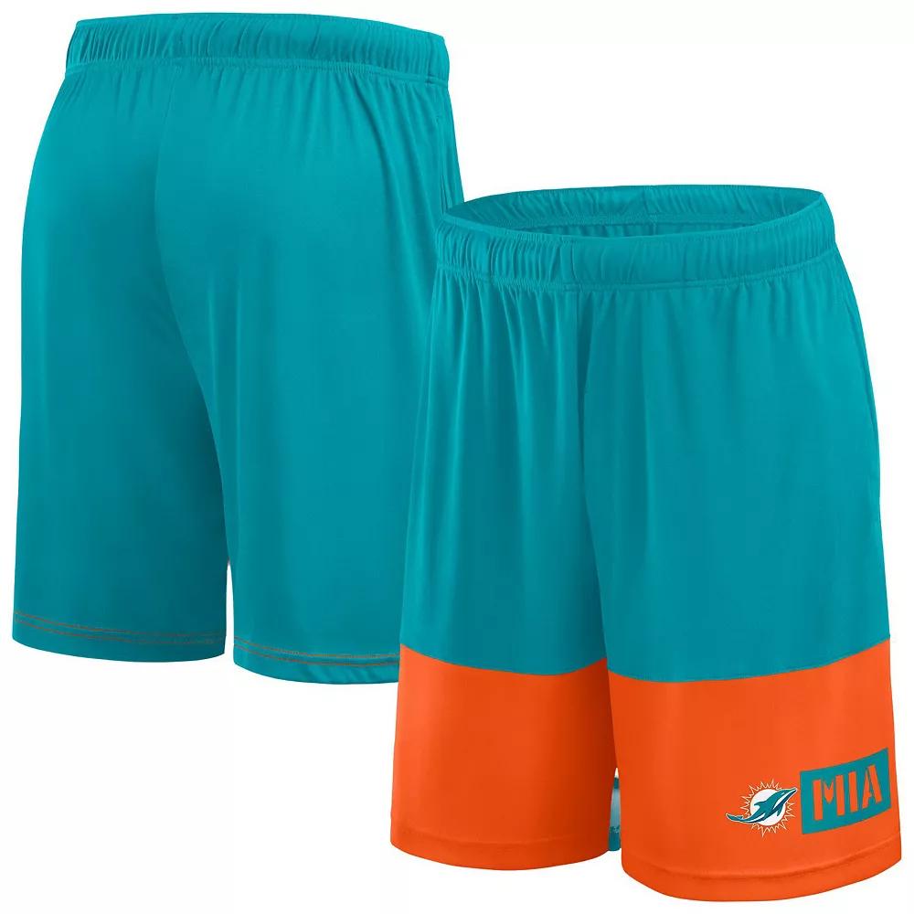 Men's Fanatics Aqua/Orange Miami Dolphins Best of the Best Performance Shorts, Size: 5XB, Turquoise A Product Image