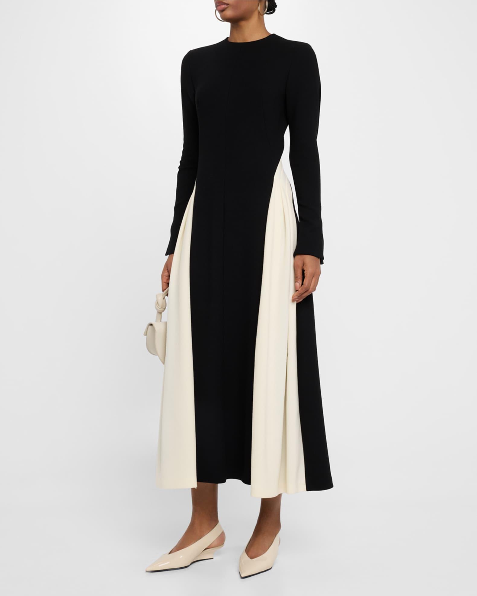 Contrast Stripe Long-Sleeve Midi Dress Product Image
