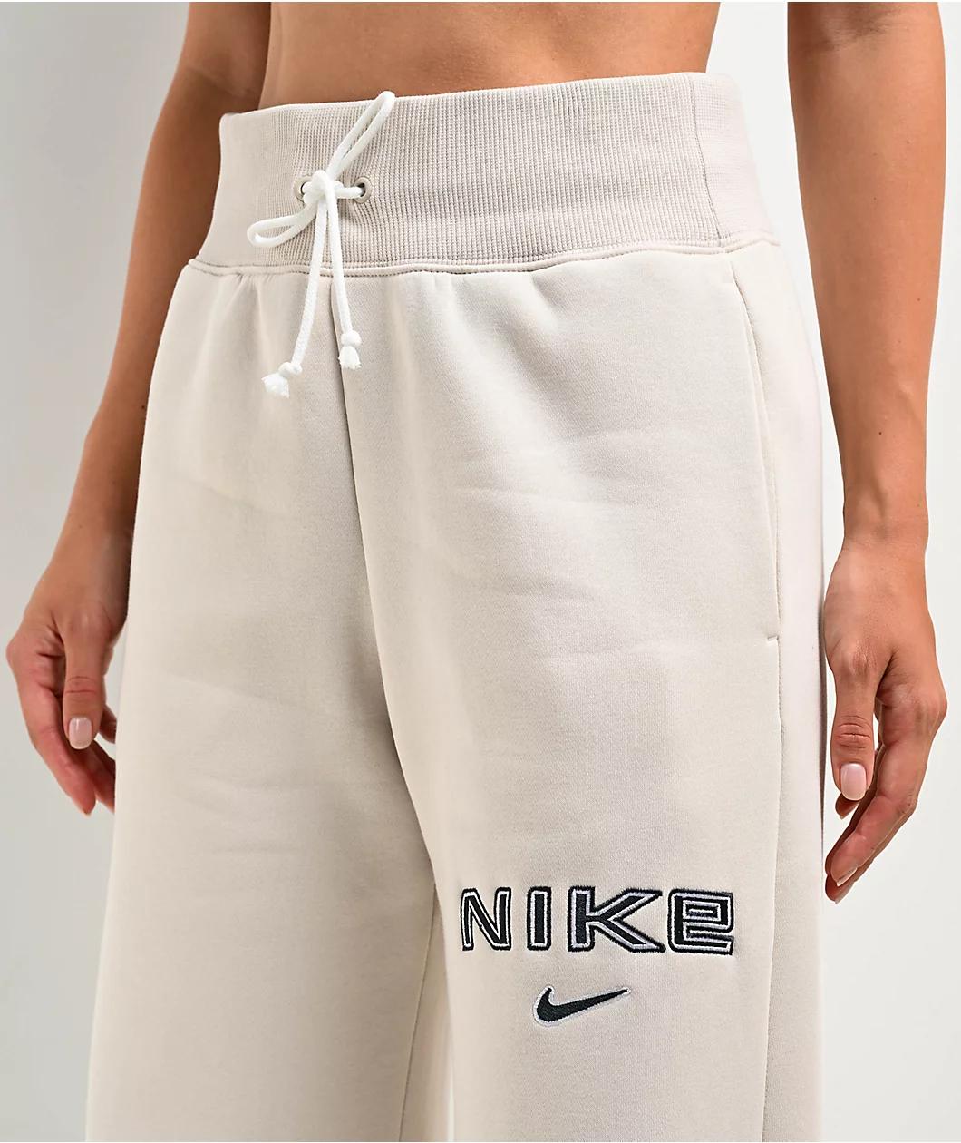 Nike Sportswear Phoenix Fleece Logo Light Orewood High Waist Wide Leg Sweatpants Product Image