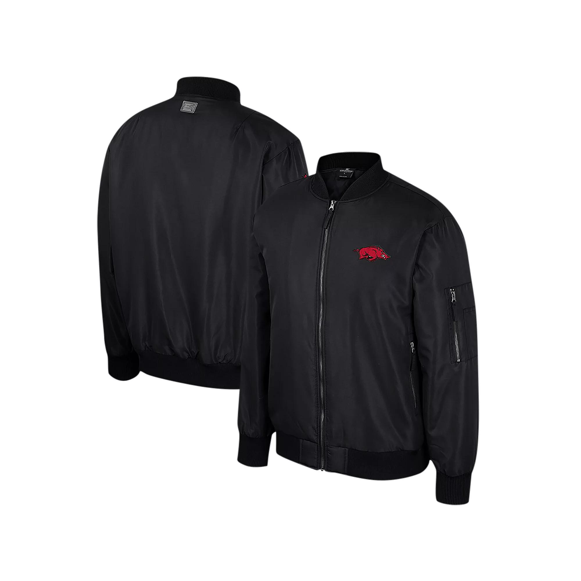 Men's Colosseum Black Arkansas Razorbacks Full-Zip Bomber Jacket,  Product Image
