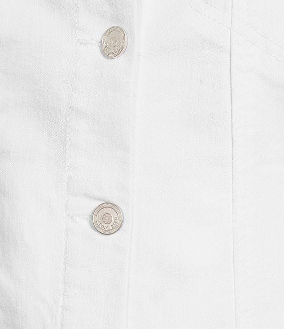 Code Bleu Floral Embroidered Point Collar Long Sleeve Denim Jacket Product Image