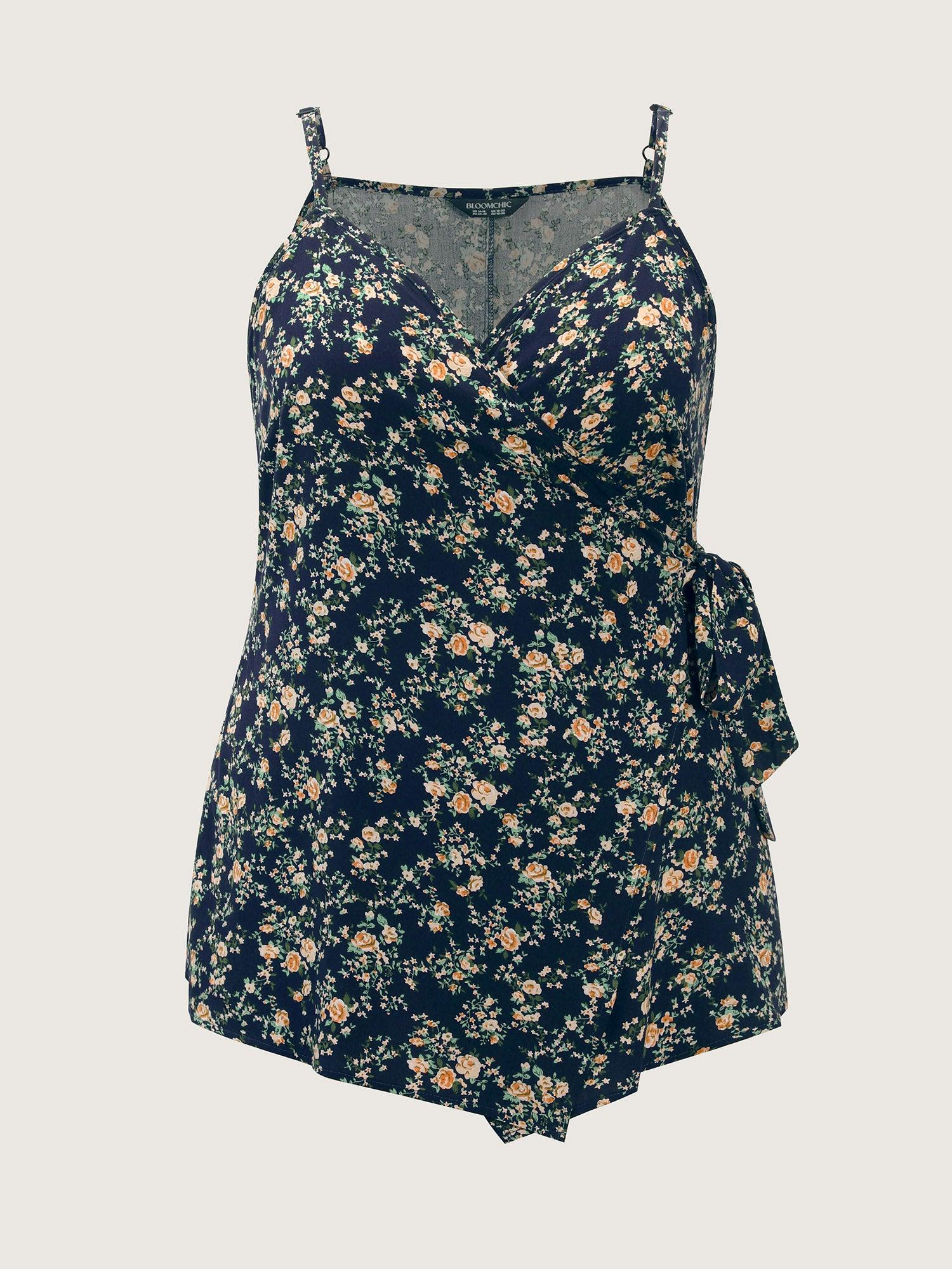 Floral Print Side-Tie Rayon Tank Top Female Product Image