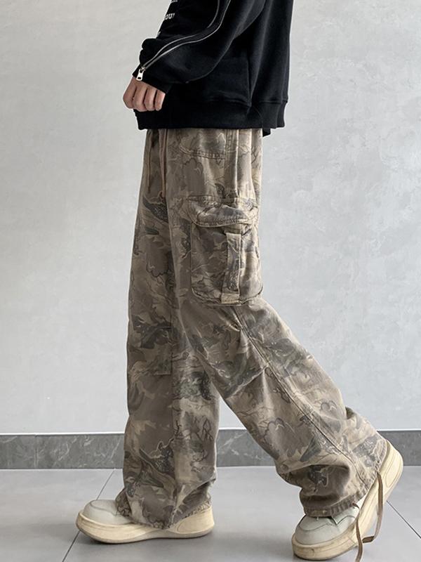 High Street Handsome Men With Loose Straight Legs Loose Jeans Product Image