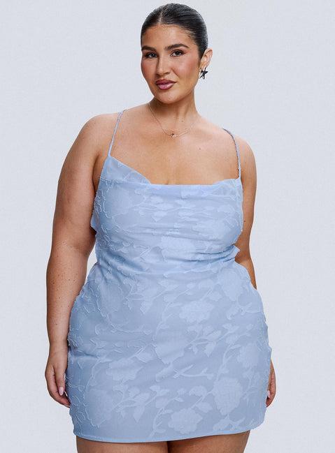 Celena Mini Dress Light Blue Burnout Curve Product Image