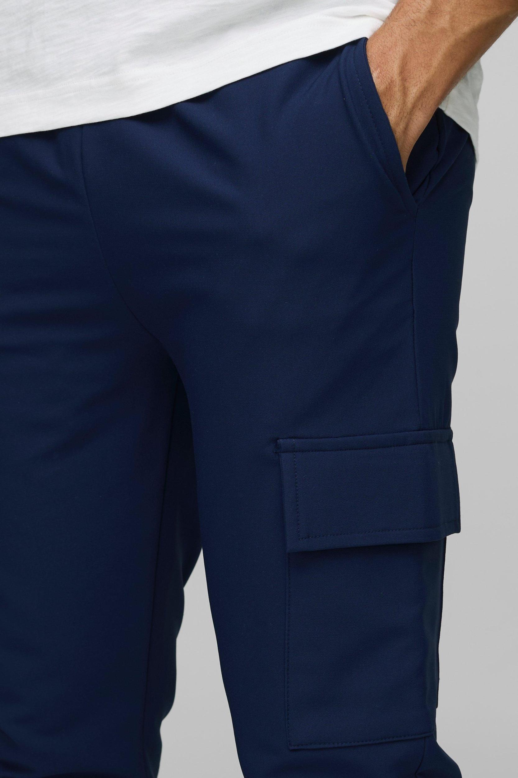 Elasticated Waist Technical Stretch Skinny Cargo Pants | boohooMAN USA Product Image