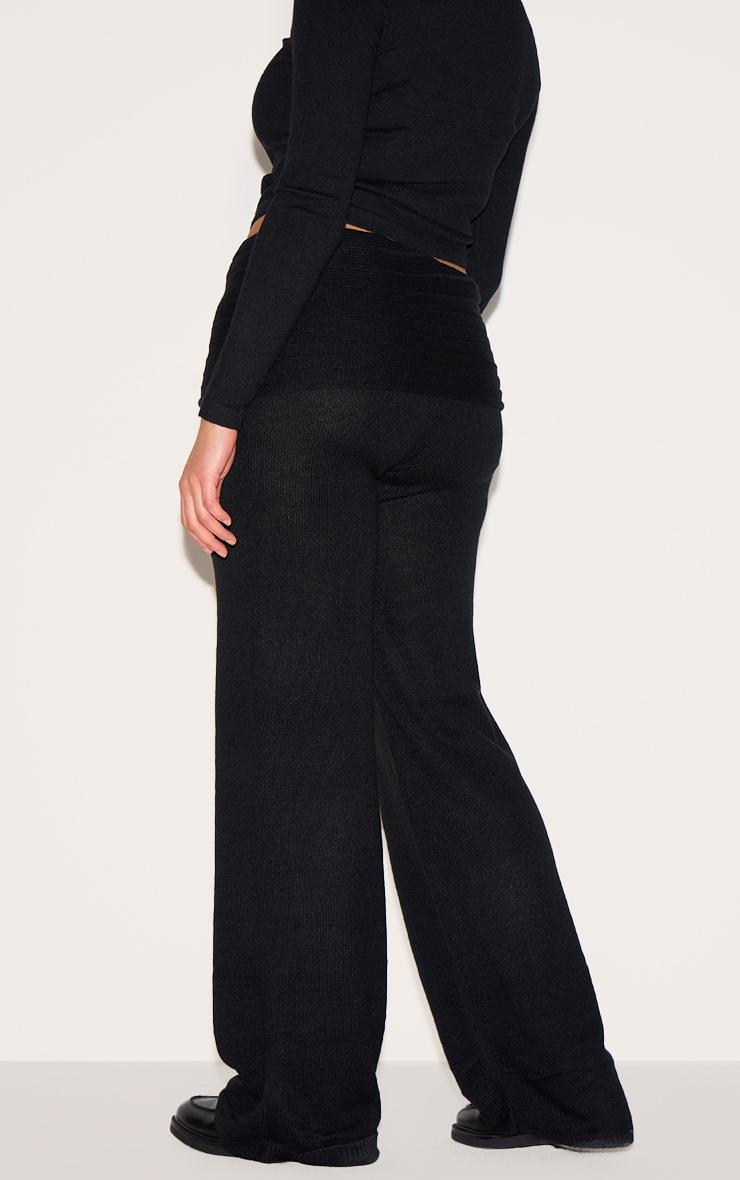 Plus Black Knitted Wide Leg Pants Product Image