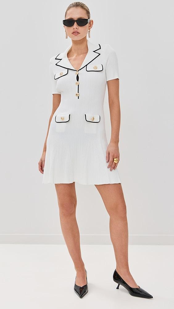 Self Portrait White Viscose Rib Knit - Mini Dress | Shopbop Product Image