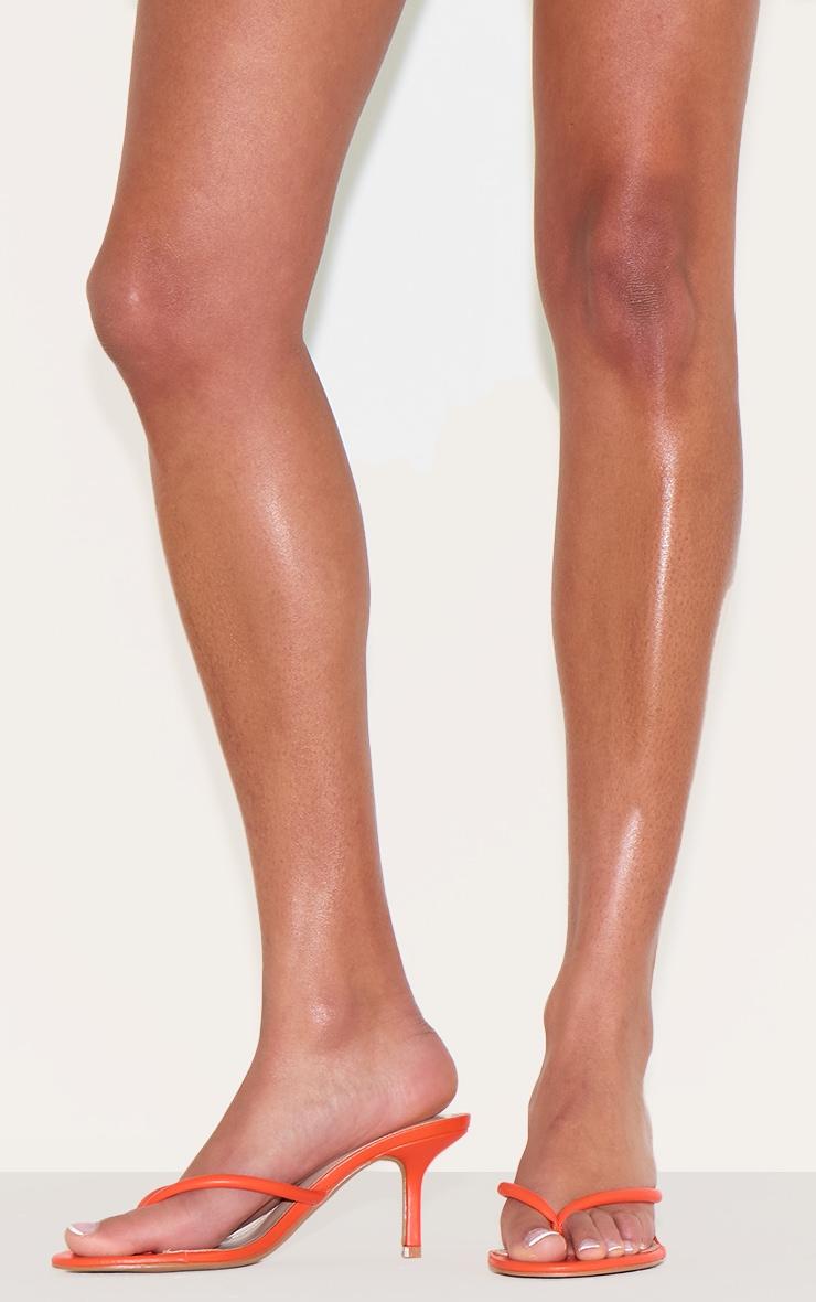Burnt Orange PU Round Toe Thong Mid Heel Mules Product Image